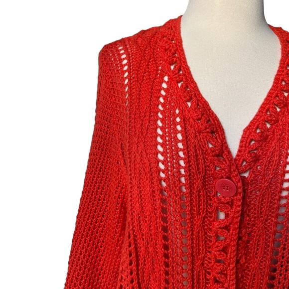Coldwater Creek | Women's Orange Button Down Cardigan Knit Sweater Size Large - Picture 2 of 6